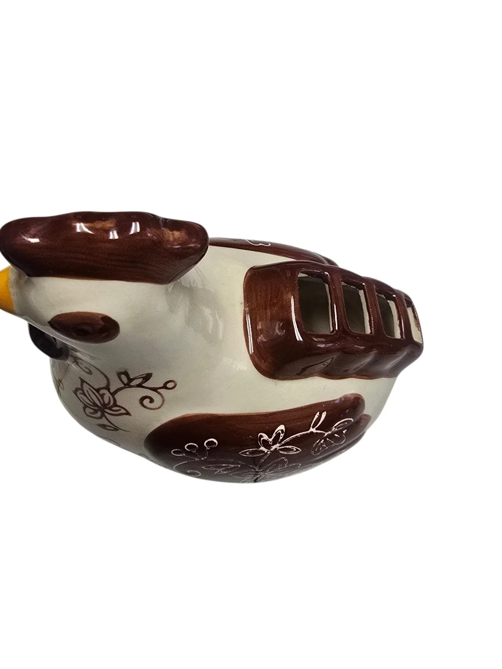 Temp-tations Floral Lace Chicken Measuring Spoon Holder Ceramic Farmhouse Decor